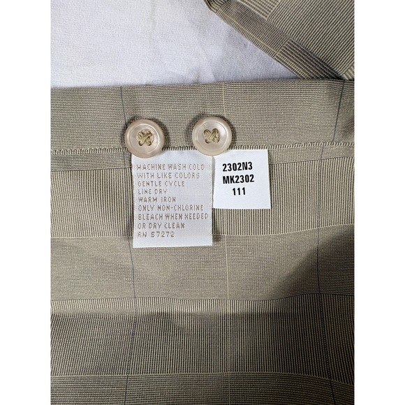 Perry Ellis Mens XL Short Sleeve Button Down Shirt Olive Green Grid MK2302 - Picture 3 of 3